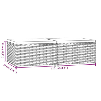 Gartenhocker mit Kissen 2 Stk. Braun Poly Rattan - Pazzar.ch