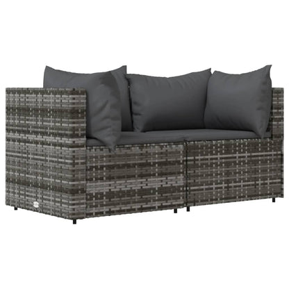 3-tlg. Garten-Lounge-Set mit Kissen Grau Poly Rattan - Pazzar.ch
