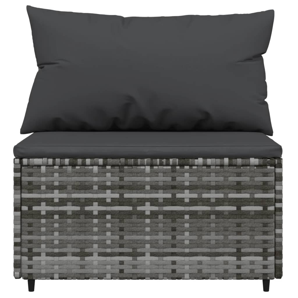 4-tlg. Garten-Lounge-Set mit Kissen Grau Poly Rattan - Pazzar.ch