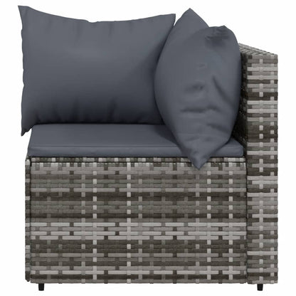 4-tlg. Garten-Lounge-Set mit Kissen Grau Poly Rattan - Pazzar.ch