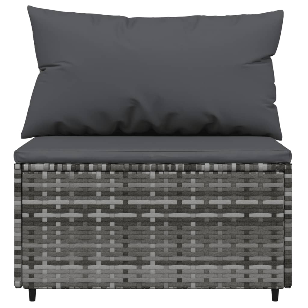 4-tlg. Garten-Lounge-Set mit Kissen Grau Poly Rattan - Pazzar.ch