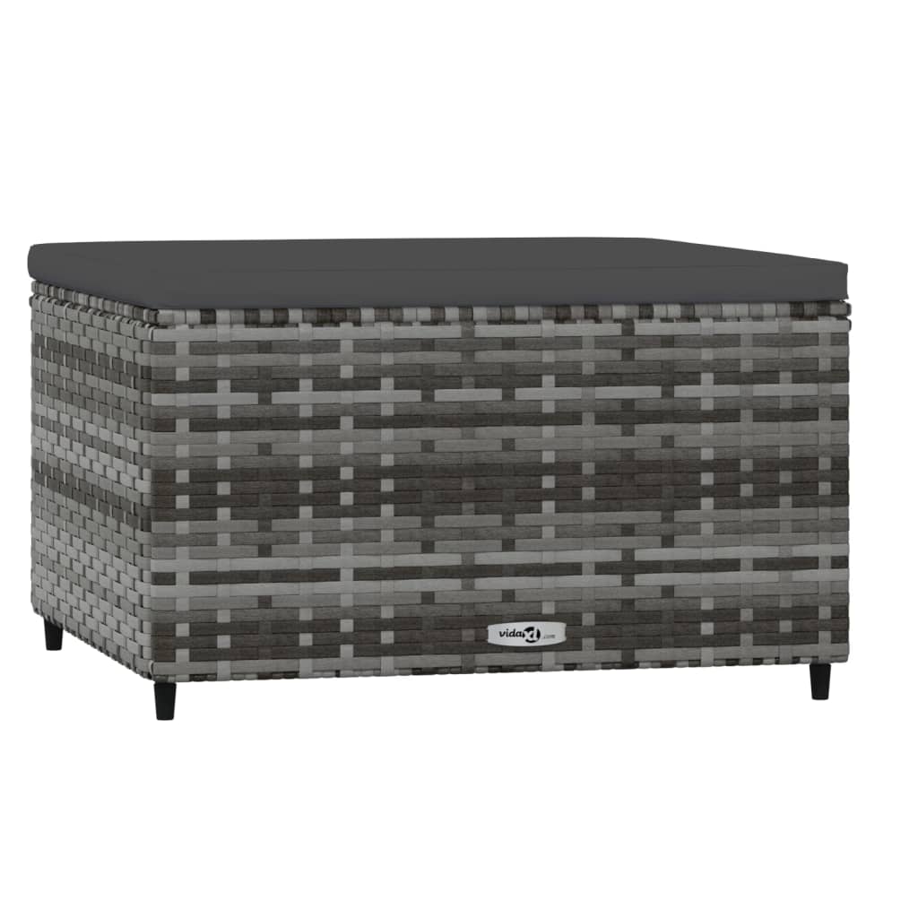 Gartenhocker mit Kissen Grau Poly Rattan - Pazzar.ch