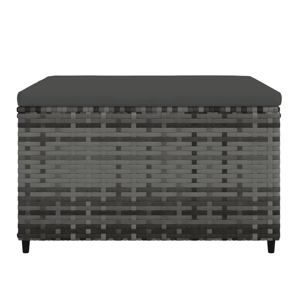 Gartenhocker mit Kissen Grau Poly Rattan - Pazzar.ch