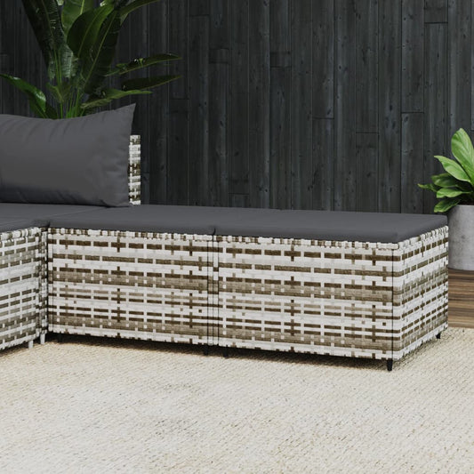 Gartenhocker mit Kissen 2 Stk. Grau Poly Rattan - Pazzar.ch