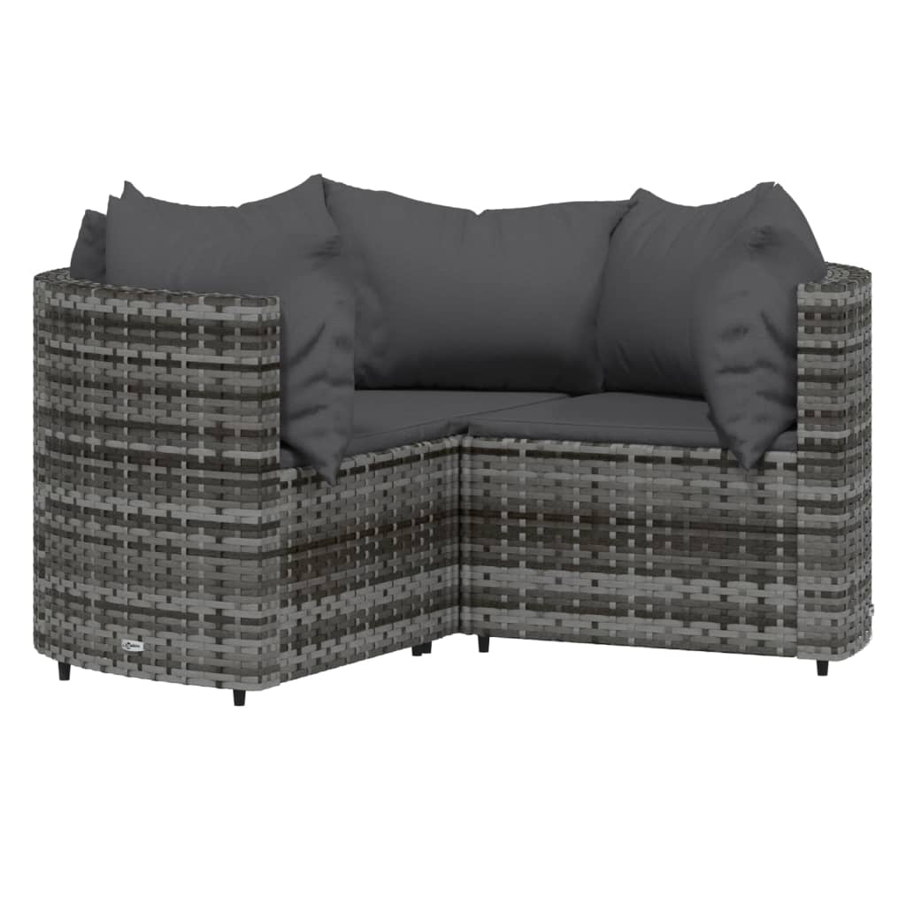 4-tlg. Garten-Lounge-Set mit Kissen Grau Poly Rattan - Pazzar.ch
