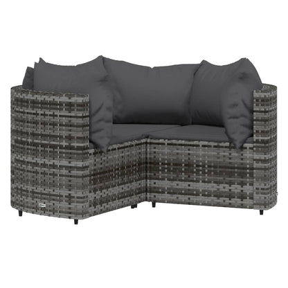 4-tlg. Garten-Lounge-Set mit Kissen Grau Poly Rattan - Pazzar.ch