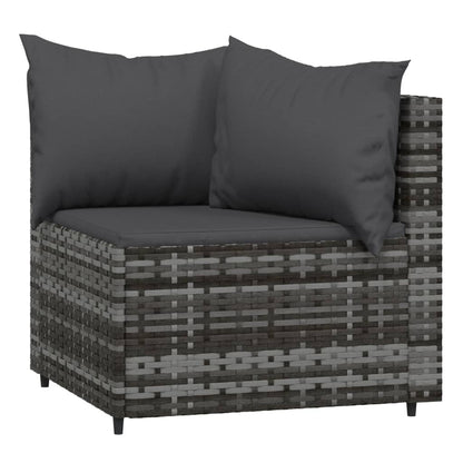 4-tlg. Garten-Lounge-Set mit Kissen Grau Poly Rattan - Pazzar.ch