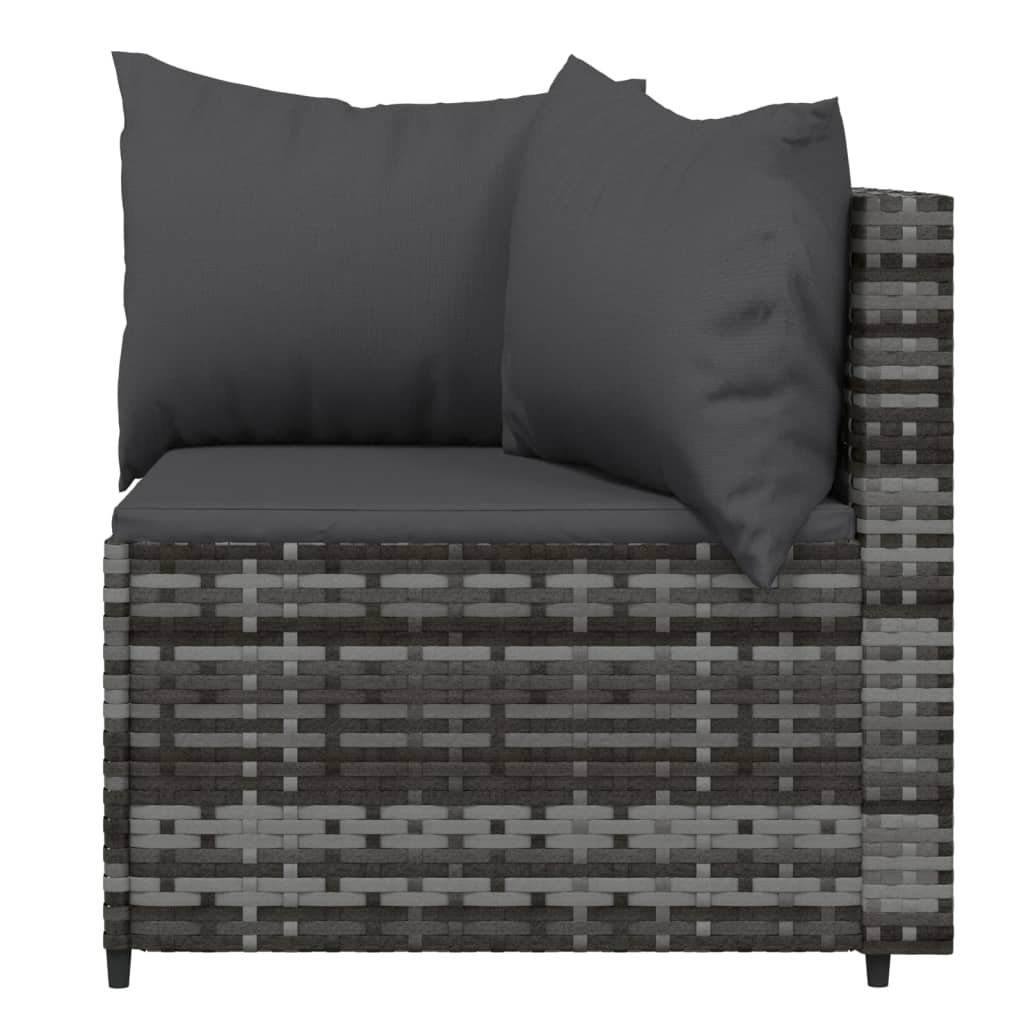 4-tlg. Garten-Lounge-Set mit Kissen Grau Poly Rattan - Pazzar.ch