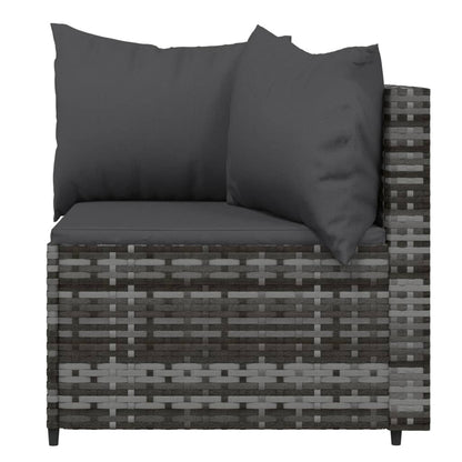 4-tlg. Garten-Lounge-Set mit Kissen Grau Poly Rattan - Pazzar.ch