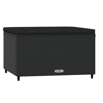 Gartenhocker mit Kissen Schwarz Poly Rattan - Pazzar.ch