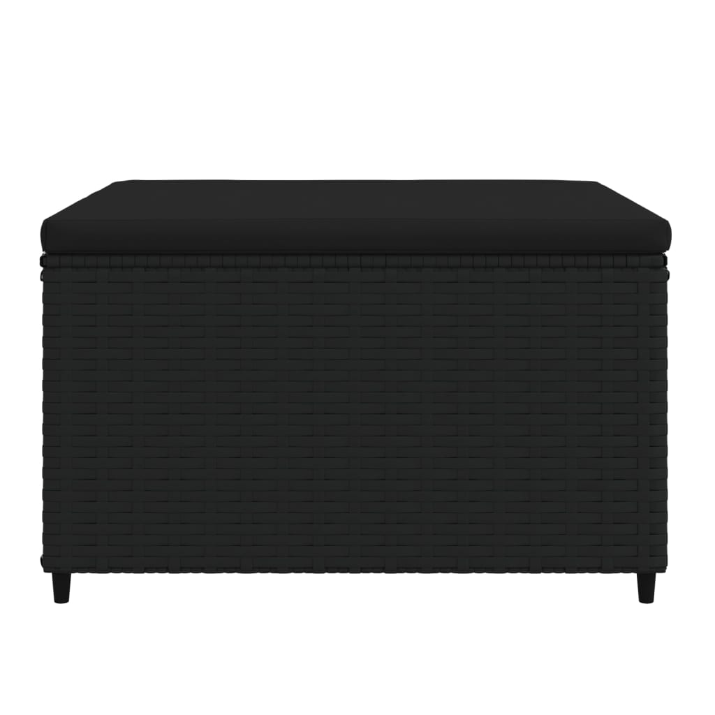 Gartenhocker mit Kissen Schwarz Poly Rattan - Pazzar.ch