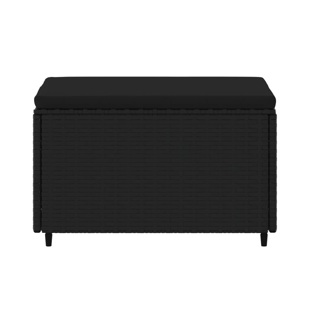 Gartenhocker mit Kissen Schwarz Poly Rattan - Pazzar.ch