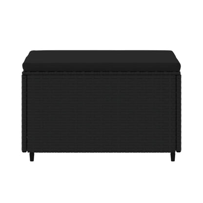 Gartenhocker mit Kissen Schwarz Poly Rattan - Pazzar.ch