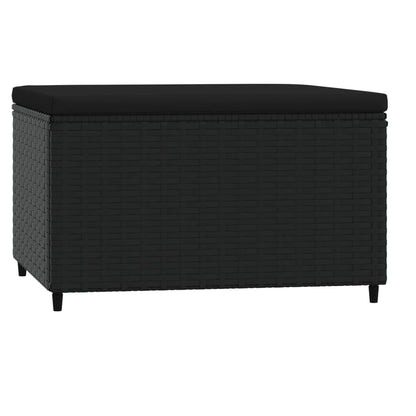 Gartenhocker mit Kissen Schwarz Poly Rattan - Pazzar.ch