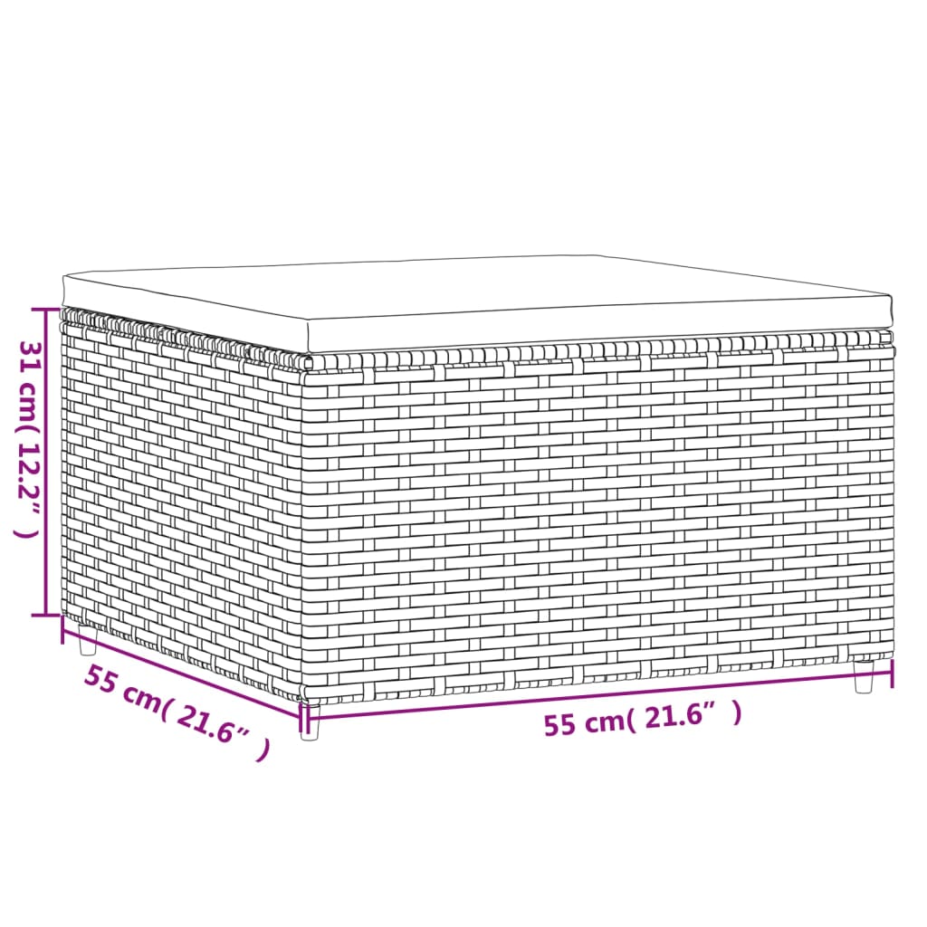 Gartenhocker mit Kissen Schwarz Poly Rattan - Pazzar.ch