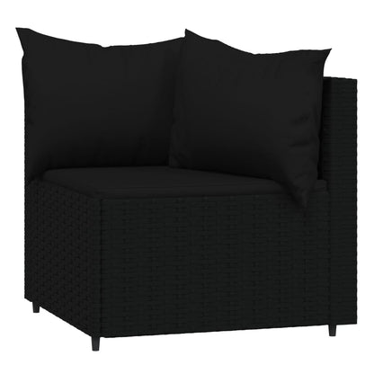 4-tlg. Garten-Lounge-Set mit Kissen Schwarz Poly Rattan - Pazzar.ch