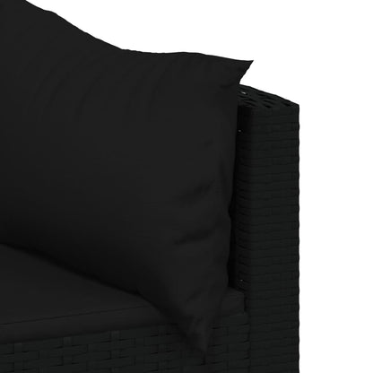 4-tlg. Garten-Lounge-Set mit Kissen Schwarz Poly Rattan - Pazzar.ch