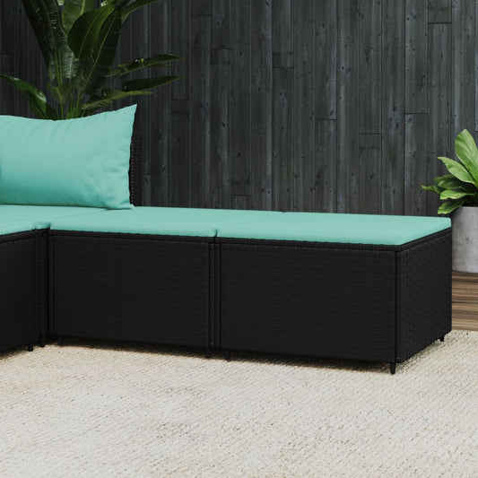Gartenhocker mit Kissen 2 Stk. Schwarz Poly Rattan - Pazzar.ch