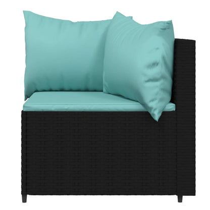 3-tlg. Garten-Lounge-Set mit Kissen Schwarz Poly Rattan - Pazzar.ch