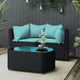 3-tlg. Garten-Lounge-Set mit Kissen Schwarz Poly Rattan