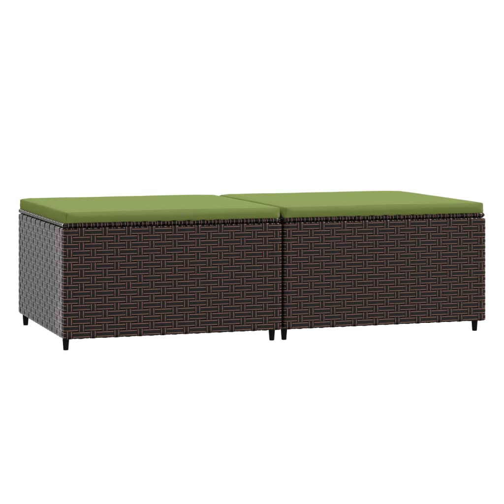 Gartenhocker mit Kissen 2 Stk. Braun Poly Rattan - Pazzar.ch