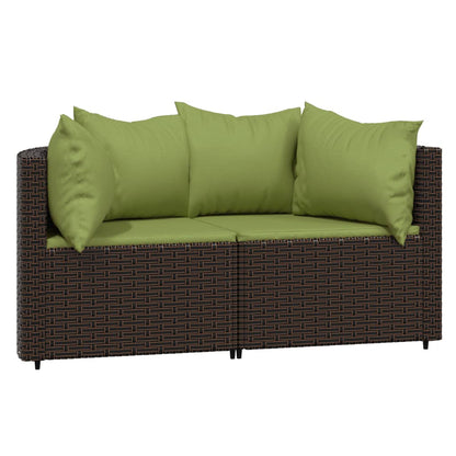 3-tlg. Garten-Lounge-Set mit Kissen Braun Poly Rattan - Pazzar.ch