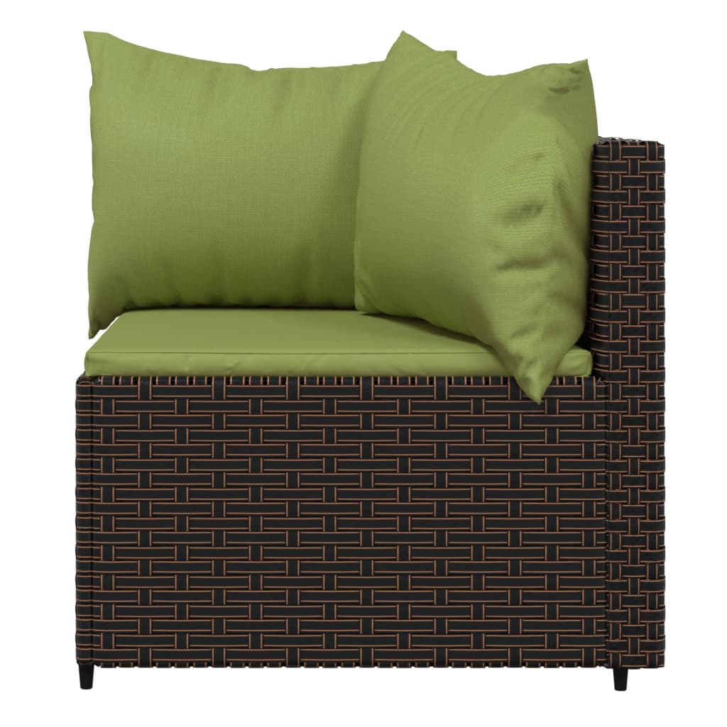 3-tlg. Garten-Lounge-Set mit Kissen Braun Poly Rattan - Pazzar.ch