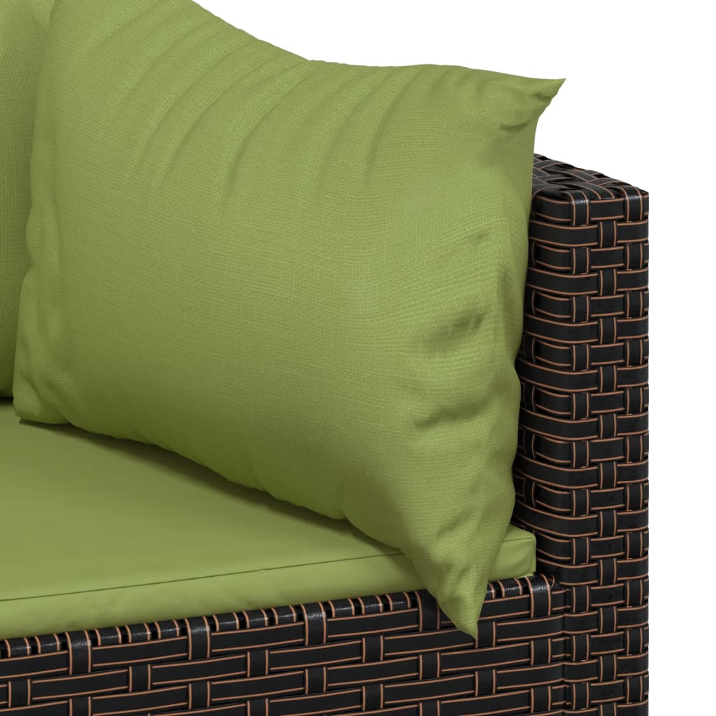 3-tlg. Garten-Lounge-Set mit Kissen Braun Poly Rattan - Pazzar.ch