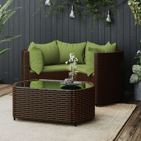 4-tlg. Garten-Lounge-Set mit Kissen Braun Poly Rattan - Pazzar.ch