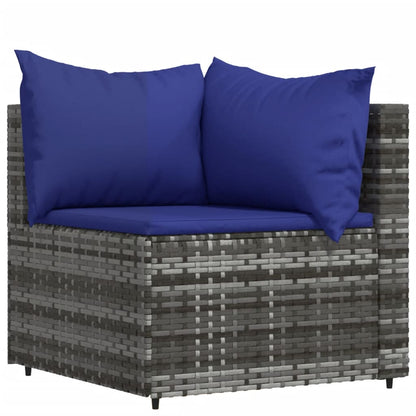 4-tlg. Garten-Lounge-Set mit Kissen Grau Poly Rattan - Pazzar.ch