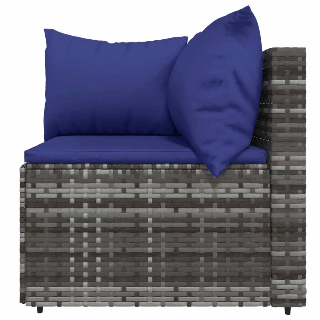 4-tlg. Garten-Lounge-Set mit Kissen Grau Poly Rattan - Pazzar.ch