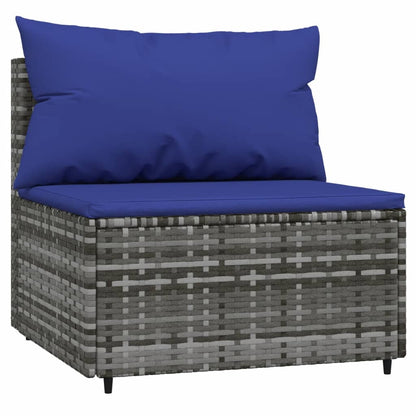4-tlg. Garten-Lounge-Set mit Kissen Grau Poly Rattan - Pazzar.ch