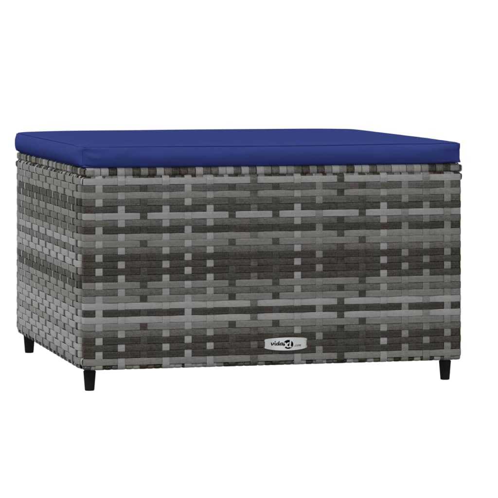 Gartenhocker mit Kissen Grau Poly Rattan - Pazzar.ch