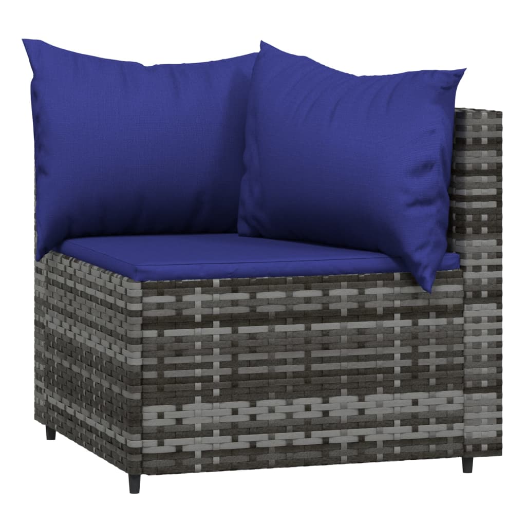 3-tlg. Garten-Lounge-Set mit Kissen Grau Poly Rattan - Pazzar.ch