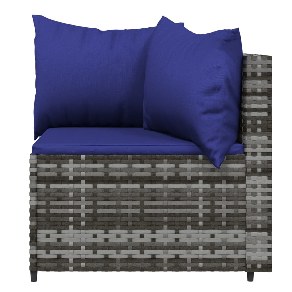 3-tlg. Garten-Lounge-Set mit Kissen Grau Poly Rattan - Pazzar.ch