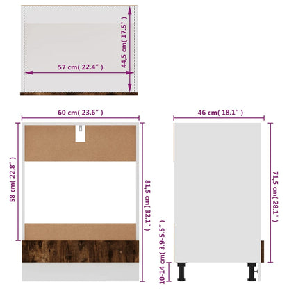 Herdumbauschrank Räuchereiche 60x46x81,5 cm Holzwerkstoff - Pazzar.ch