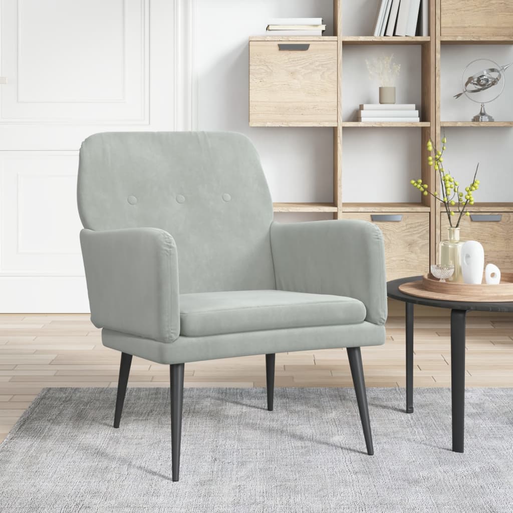 Sessel Hellgrau 62x79x79 cm Samt - Pazzar.ch