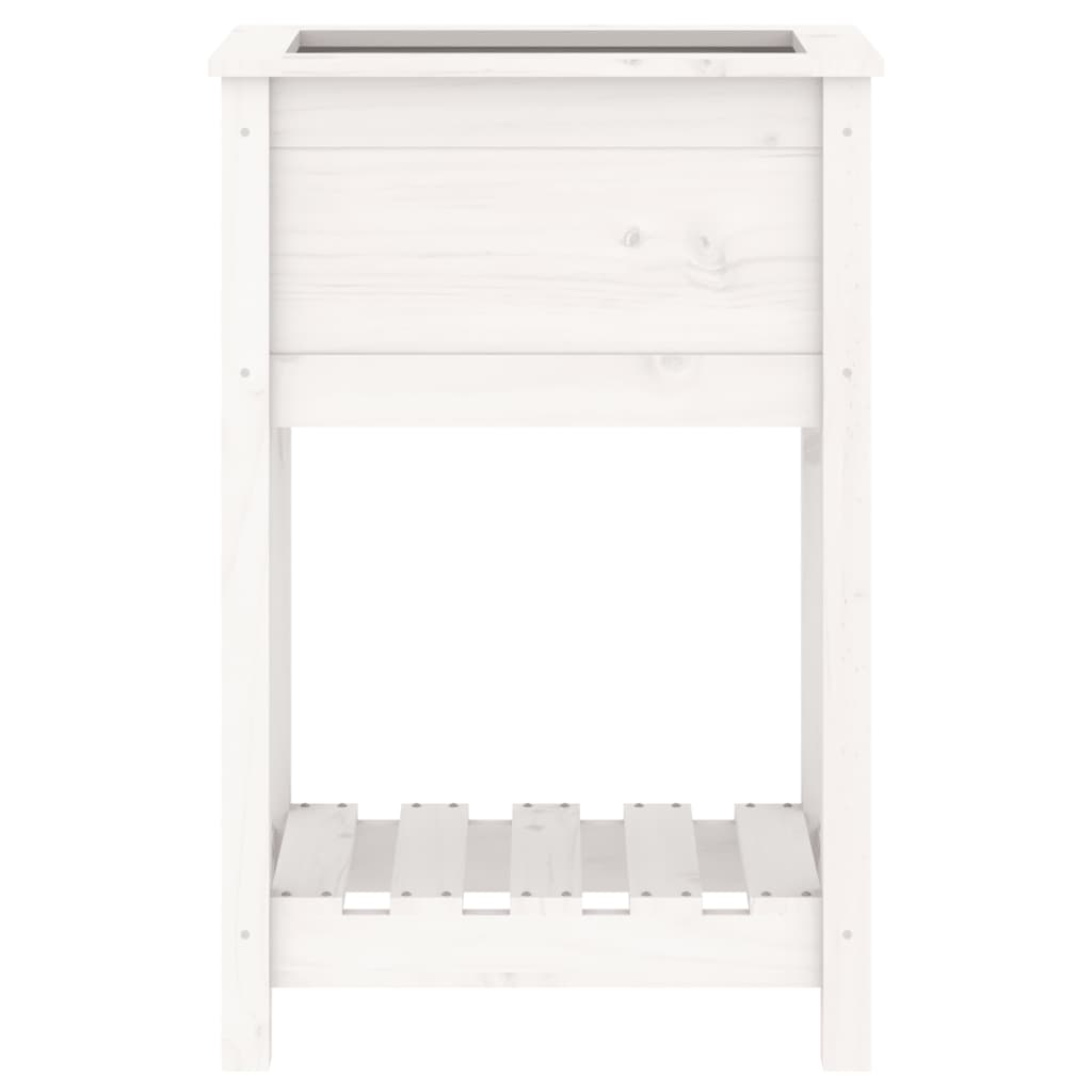 Pflanzkübel mit Ablage Weiß 54x34,5x81 cm Massivholz Kiefer - Pazzar.ch
