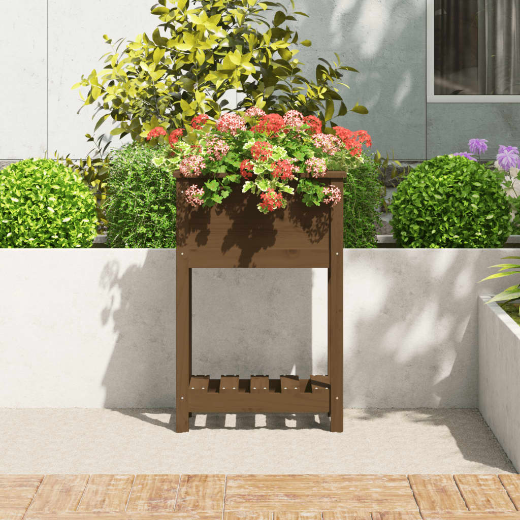 Pflanzkübel mit Ablage Honigbraun 54x34,5x81 cm Kiefernholz - Pazzar.ch