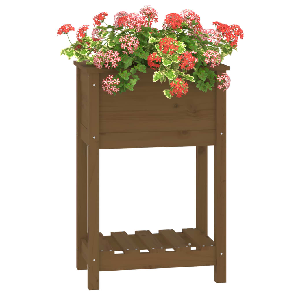 Pflanzkübel mit Ablage Honigbraun 54x34,5x81 cm Kiefernholz - Pazzar.ch