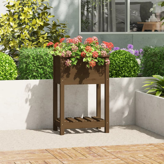 Pflanzkübel mit Ablage Honigbraun 54x34,5x81 cm Kiefernholz - Pazzar.ch