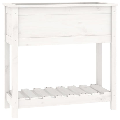 Pflanzkübel mit Ablage Weiß 82,5x34,5x81 cm Massivholz Kiefer - Pazzar.ch