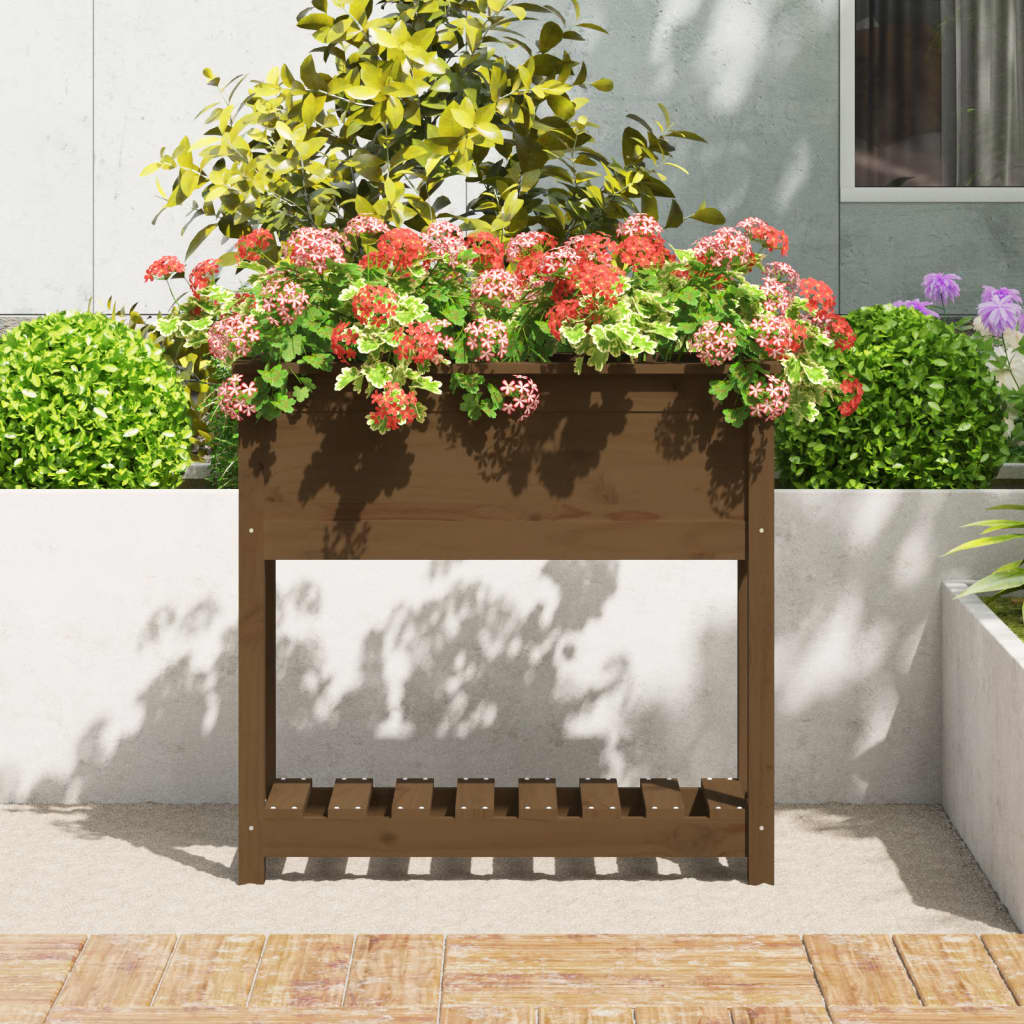 Pflanzkübel mit Ablage Honigbraun 82,5x34,5x81 cm Kiefernholz - Pazzar.ch