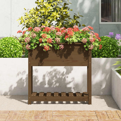 Pflanzkübel mit Ablage Honigbraun 82,5x34,5x81 cm Kiefernholz - Pazzar.ch