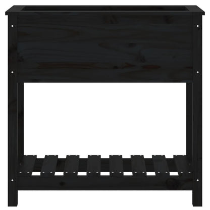 Pflanzkübel mit Ablage Schwarz 82,5x34,5x81cm Massivholz Kiefer - Pazzar.ch
