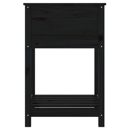 Pflanzkübel mit Ablage Schwarz 54x54x81 cm Massivholz Kiefer - Pazzar.ch