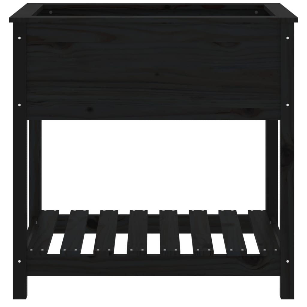 Pflanzkübel mit Ablage Schwarz 82,5x54x81 cm Massivholz Kiefer - Pazzar.ch