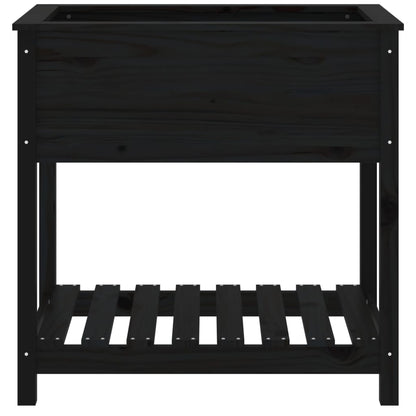 Pflanzkübel mit Ablage Schwarz 82,5x54x81 cm Massivholz Kiefer - Pazzar.ch