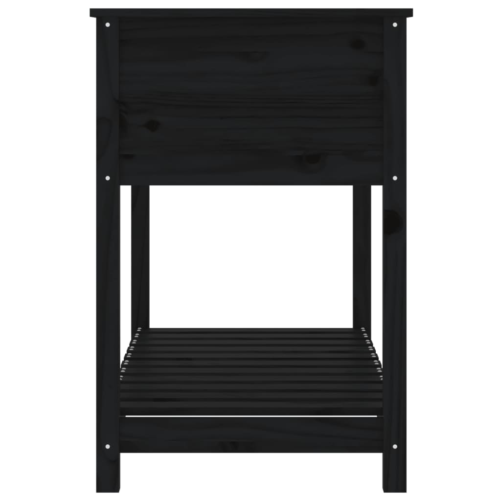 Pflanzkübel mit Ablage Schwarz 111,5x54x81 cm Massivholz Kiefer - Pazzar.ch
