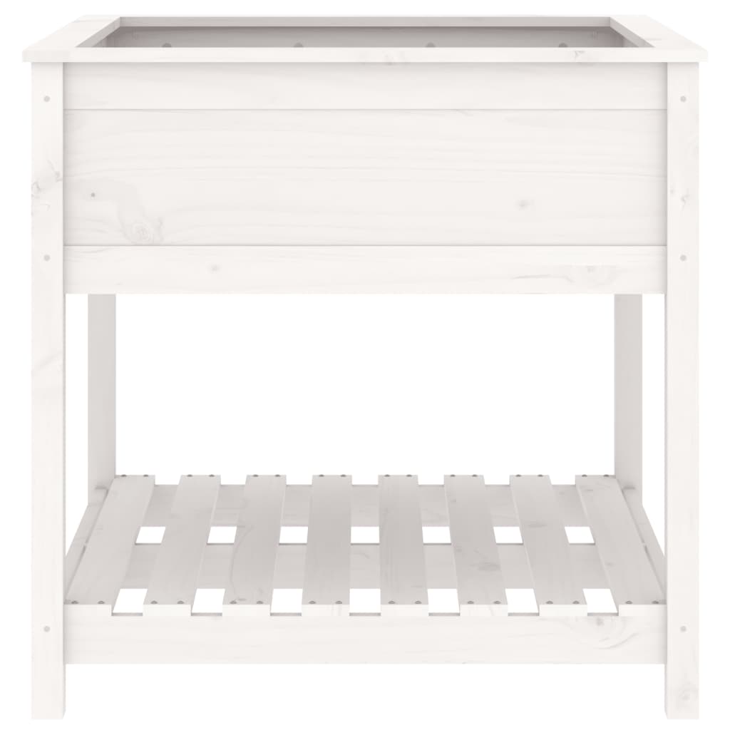 Pflanzkübel mit Ablage Weiß 82,5x82,5x81 cm Massivholz Kiefer - Pazzar.ch